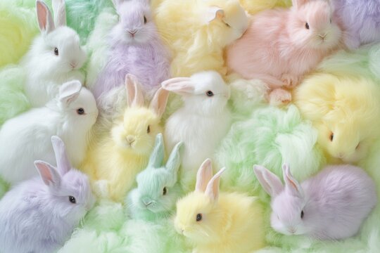 Dreamy pastel bunny pattern ideal for Easter-themed wallpapers and invitations 