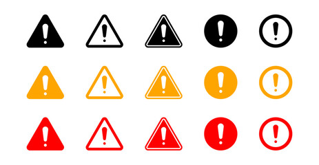  Set of caution, danger, and warning signs. Exclamation mark