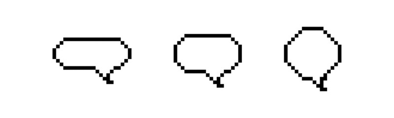 Fototapeta premium Pixel speech bubbles. Set of empty pixelated speech bubbles.
