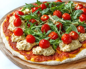 Delicious Veggie Pizza with Arugula and Cherry Tomatoes