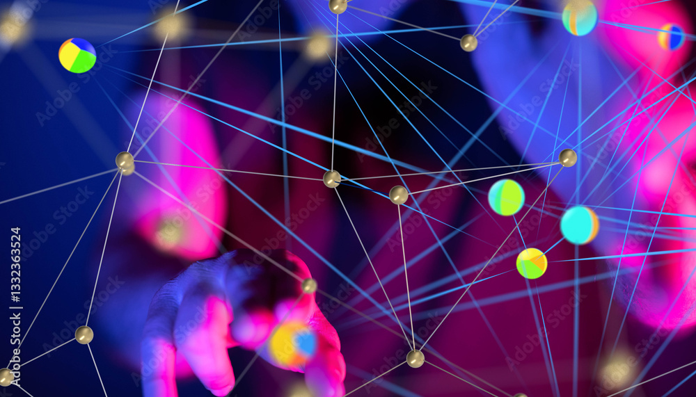Poster conference Digital Network and data concept 3d