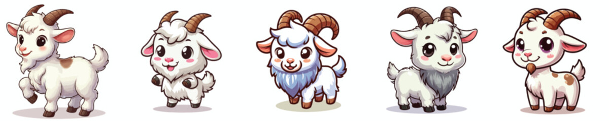 cute goat vector set