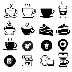 coffee break icons, and cake