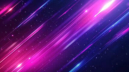 Obraz premium Futuristic pink and blue light streaks with glowing particles on dark background, sci-fi digital abstract wallpaper