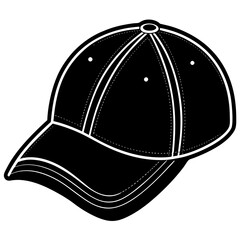 cap black silhouette vector, Simple silhouette Design vector icon with white background.