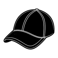 cap black silhouette vector, Simple silhouette Design vector icon with white background.