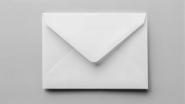 Stop motion animation featuring six pristine white envelopes arranged on a gray backdrop, isolated for easy compositing