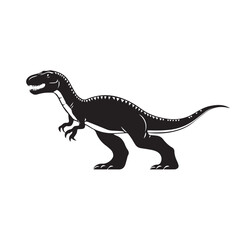 Fototapeta premium angry dinosaur walking forward,side view,black and white vector image 