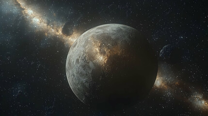 Obraz premium Pixelated Planet in a Starry Galaxy