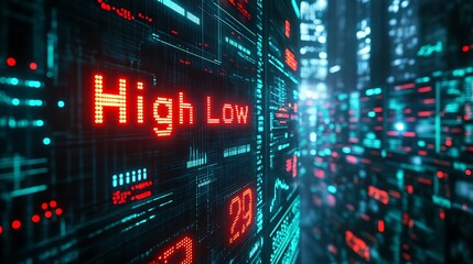 Obraz premium Digital Stock Market Display with High and Low Indicators