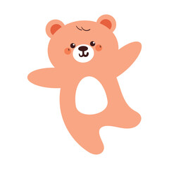 Obraz premium cute hand drawing cartoon happy bear. cute smile bear drawing for animal sticker, icon