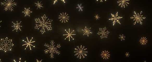 Falling snow at night. Bokeh lights
