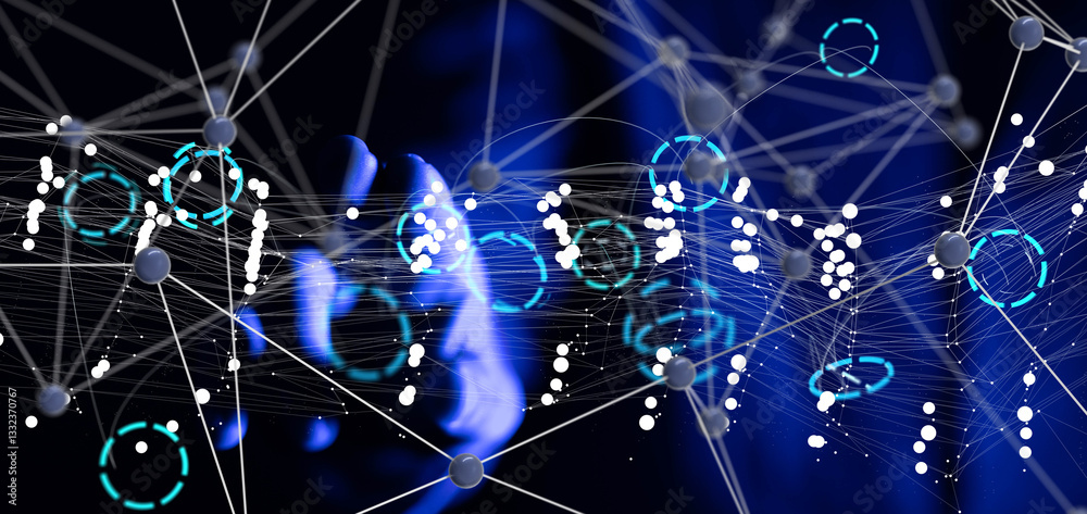 Poster conference digital network and data concept 3d