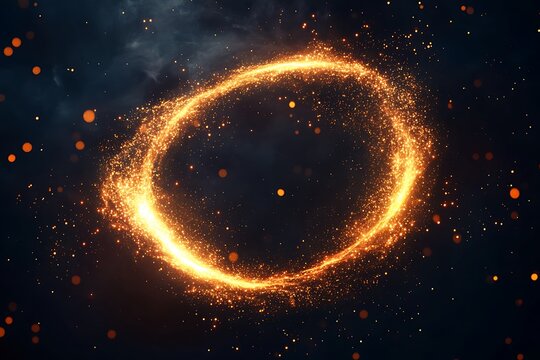 A glowing circle of fiery particles against a dark background