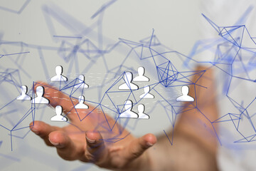Global network. Blockchain. 3D illustration. Neural networks and artificial intelligence. Abstract ...