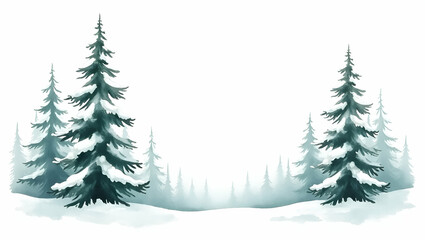 Obraz premium Hand-Drawn Watercolor Tall Pine Tree Clipart for Nursery Art