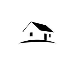 Minimalist Black and White House Icon: Simplified Home with Curved Base on a Clear Background, Symbolic of Comfort and Simplicity.