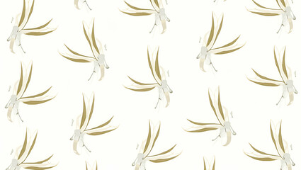 Industrial bamboo leaves seamless tile pattern with bold lines and metallic accents on white background ideal for modern lofts concept as Bold lines and metallic accents with bamboo motifs on white ba