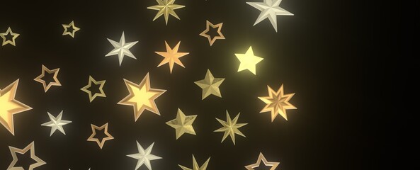 Shimmering Starry Christmas: Spectacular 3D Illustration Showcasing Falling Holiday Stars