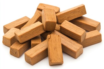 An Organized Chaos of Wooden Blocks A Playful Display of Natural Tones and Textures