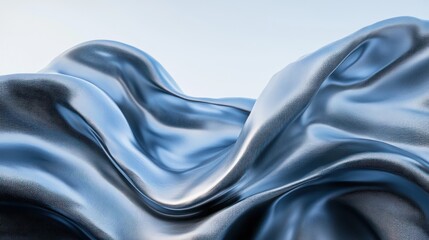 Fototapeta premium Abstract silver fabric folds against a light sky
