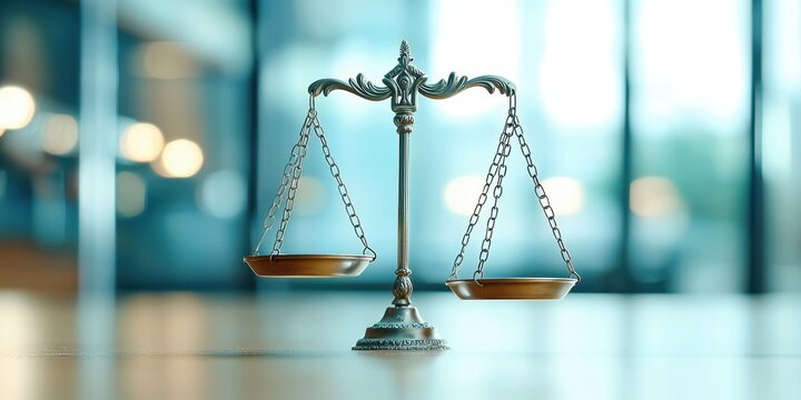AI Ethics Governance concept. Balance Scale Symbolizing Justice and Fairness in Legal System