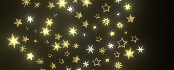 Stellar Christmas Drift: Radiant 3D Illustration Showcasing Descending Holiday Stars in Motion