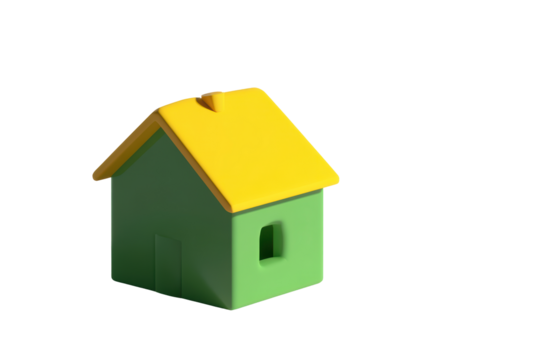 Isolated Green and Yellow 3D House Icon