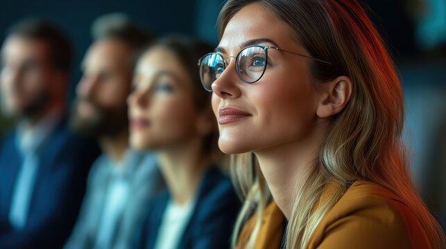 Diverse professionals attending an inspiring conference