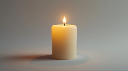 Sixtieth lit candle on a white backdrop