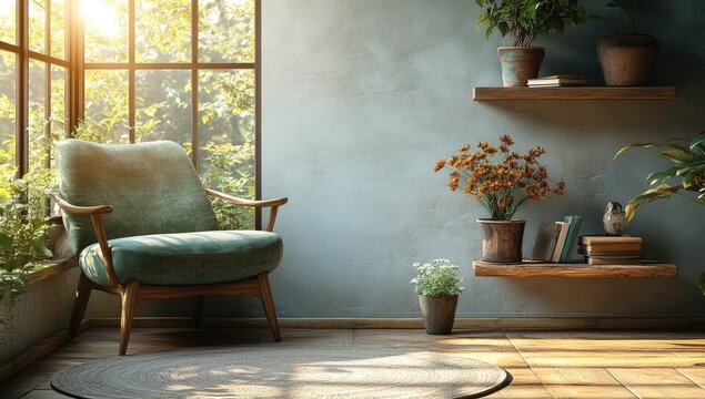 A simple living room in Mediterranean style