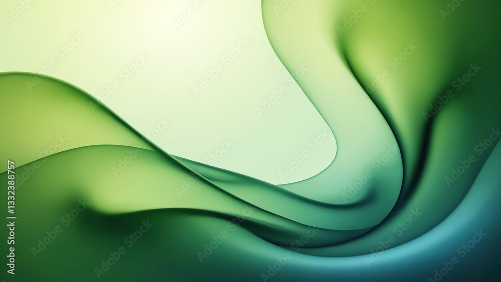 Aufkleber abstract fluid shapes in smooth gradients of green and blue hues creating a calming and serene backg