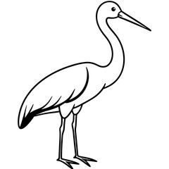 Clean Stork Outline Art Design