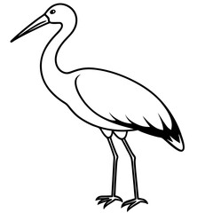 Clean Stork Outline Art Design