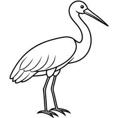 Clean Stork Outline Art Design
