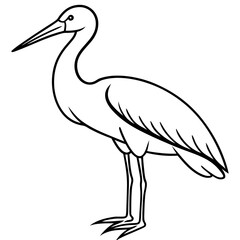 Clean Stork Outline Art Design
