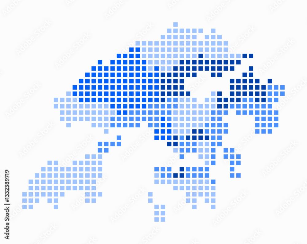 Poster hong kong dotted map. digital style map of the country on white background. hong kong shape with squ