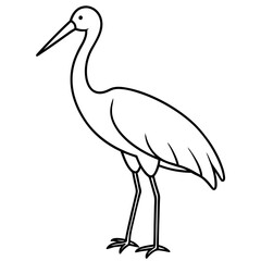 Clean Stork Outline Art Design