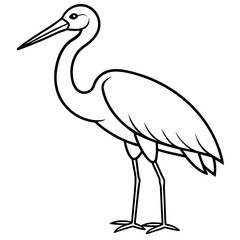 Clean Stork Outline Art Design