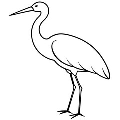 Clean Stork Outline Art Design