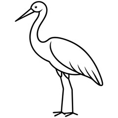 Clean Stork Outline Art Design