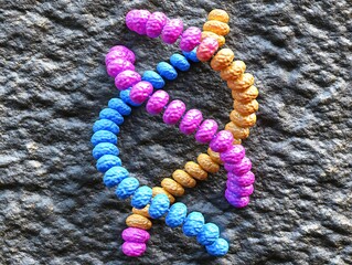 Colorful representation of a double helix biological molecular structure