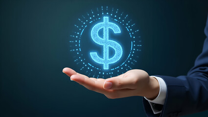 Holographic Investment Retirement Planning Symbol: A Hand Showcases Future Financial Security