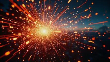 Fototapeta premium Abstract burst of light and particles showcasing dynamic movement