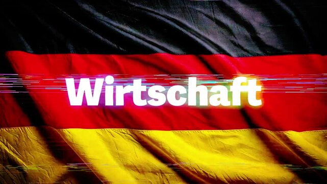 Deutsche Flagge und Symbolvideo f&uuml;r die gest&ouml;rte Entwicklung der Wirtschaft in Deutschland