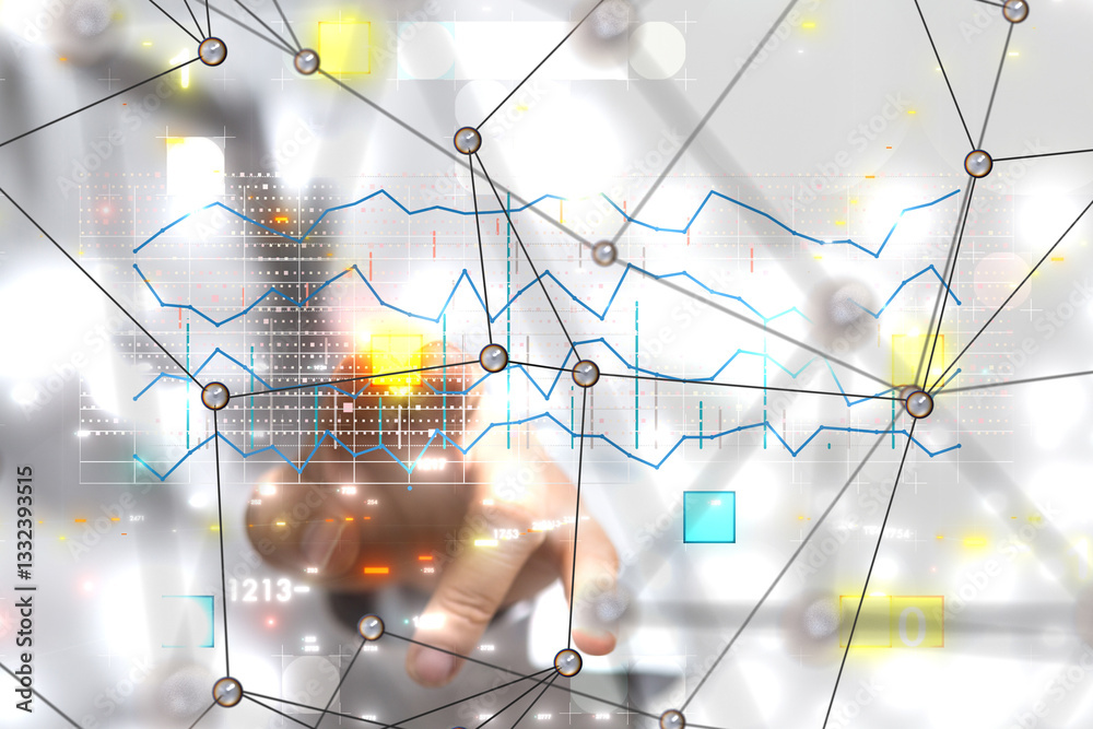Poster diagram futuristic wave, futuristic data stream