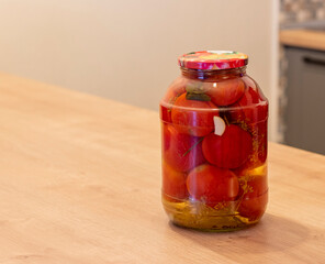 Jars with different types of pickles and preserves. Food