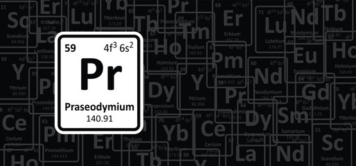 Praseodymium, symbol Pr, atomic number 59. is a chemical element, a silvery-white lanthanide, soft, silver gray. Rare earth element or rare earth metals or rare earths. Periodic Table. 