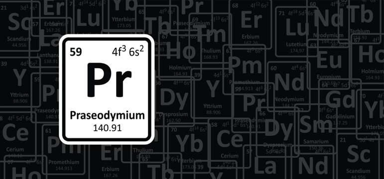 Praseodymium, symbol Pr, atomic number 59. is a chemical element, a silvery-white lanthanide, soft, silver gray. Rare earth element or rare earth metals or rare earths. Periodic Table. 