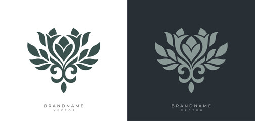 Abstract floral illustration logo design template. Leaf plants and flower concept for natural, organic, lifestyle, cosmetic, spa and other business